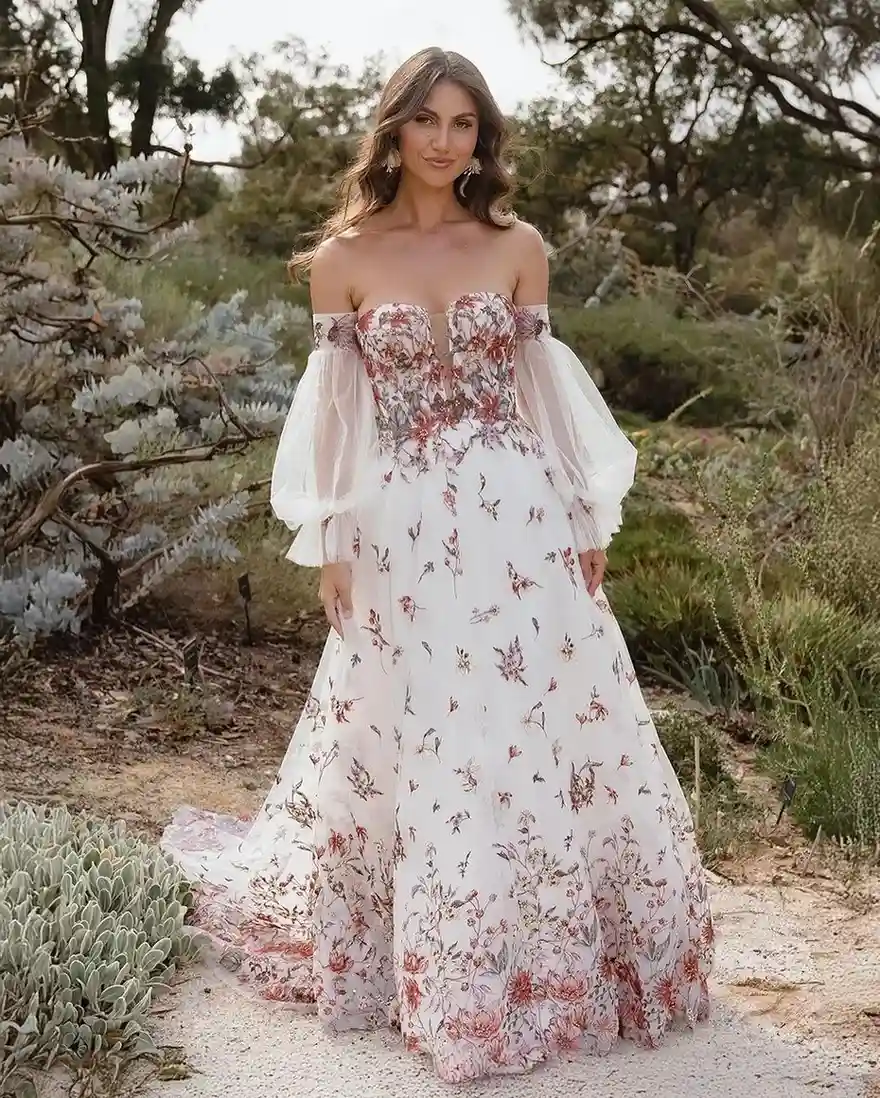 Floral Embroidered Gown