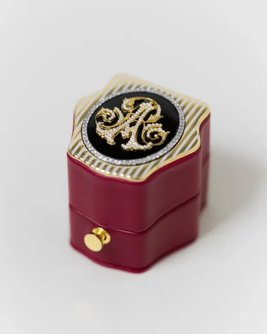 Engraved Leather Ring Box