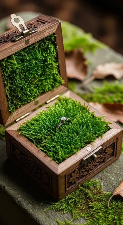 Ring Box with Moss Interior