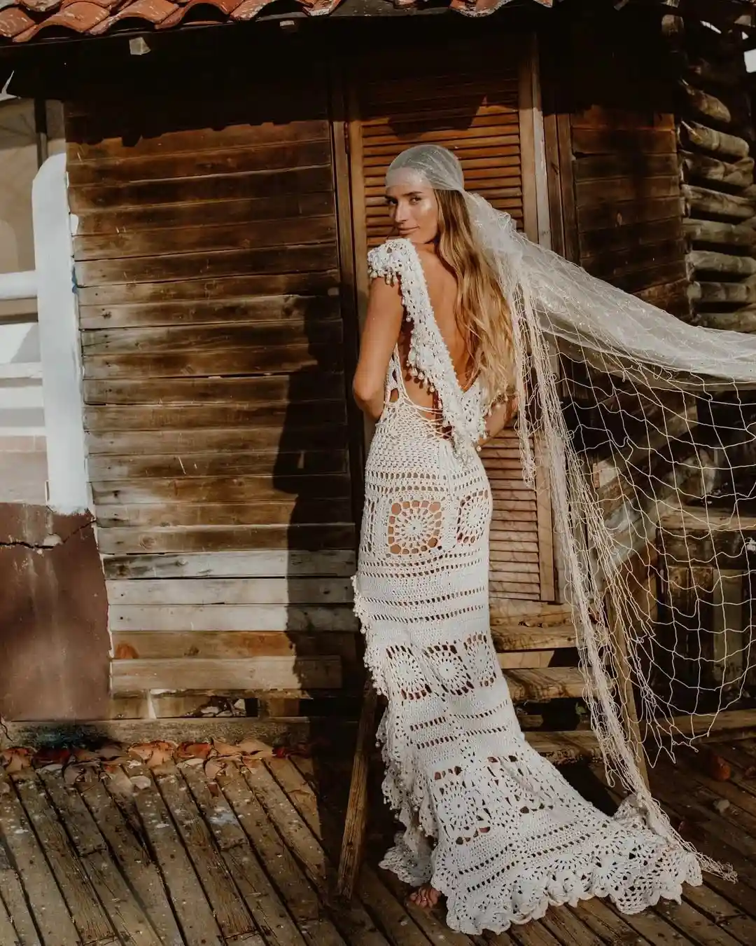 Crochet Detail Wedding Dress