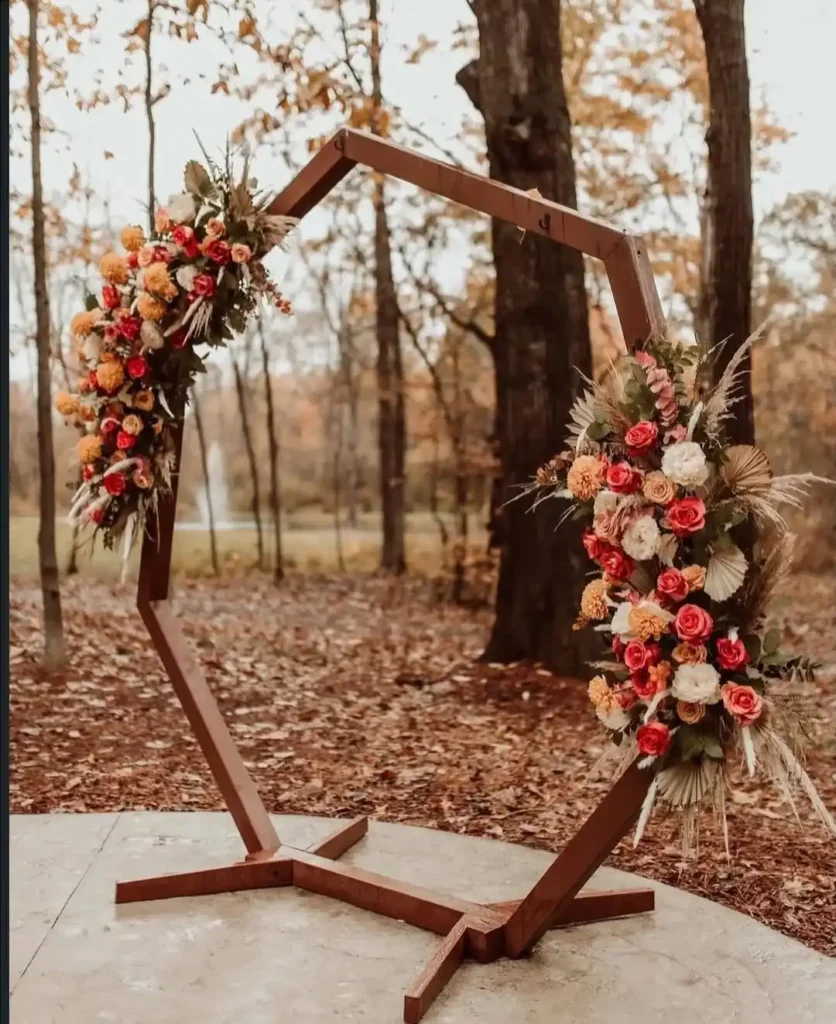 Wooden hexagon arch