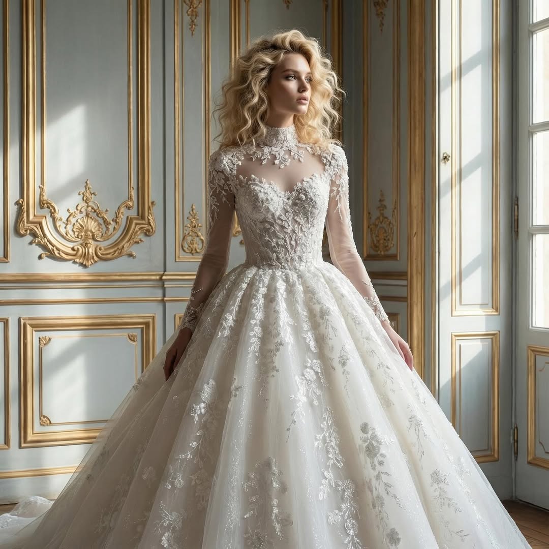 Regal Ball Gown with Long Sleeves