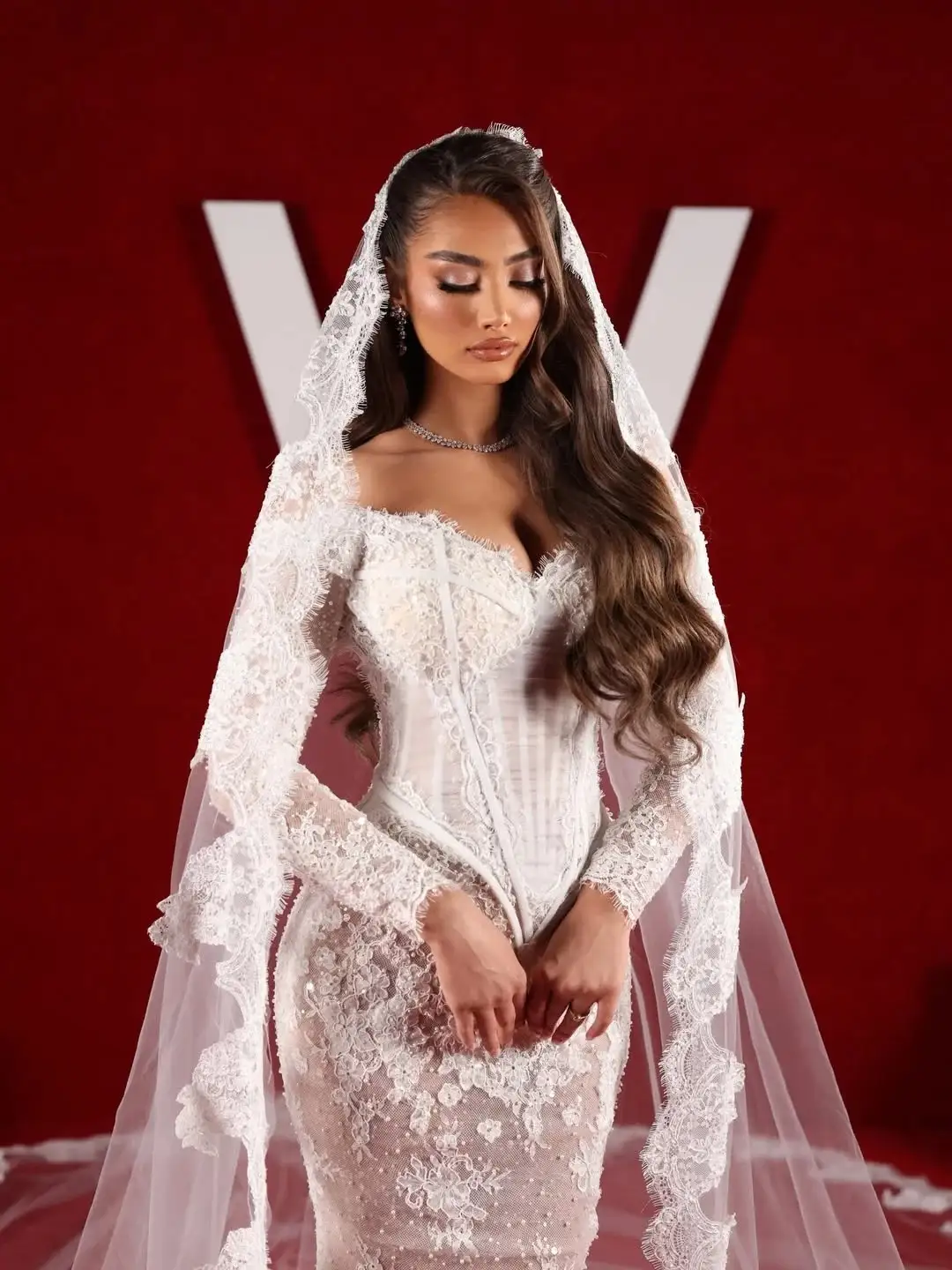 Illusion Neck Mermaid with Soft Veil