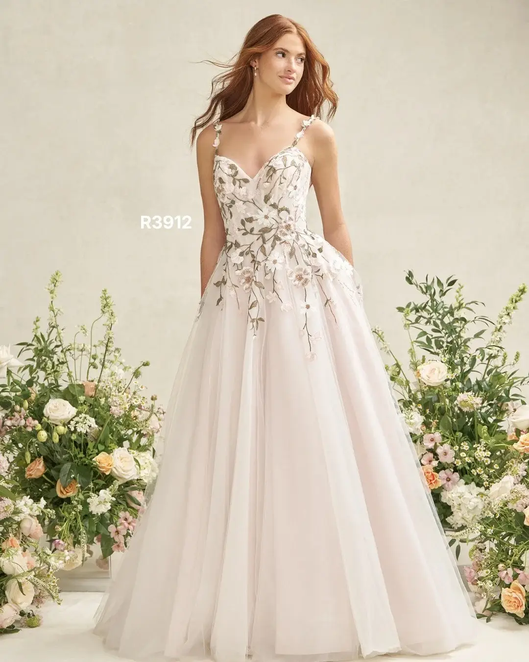 Floral Appliqué Mermaid Dress With Straps