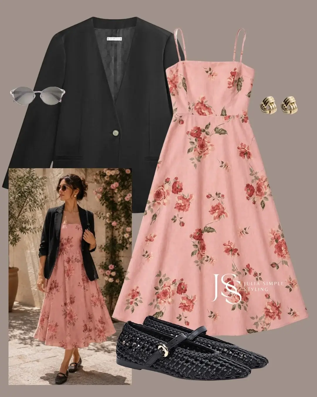 Simple Blazer Over a Floral Dress