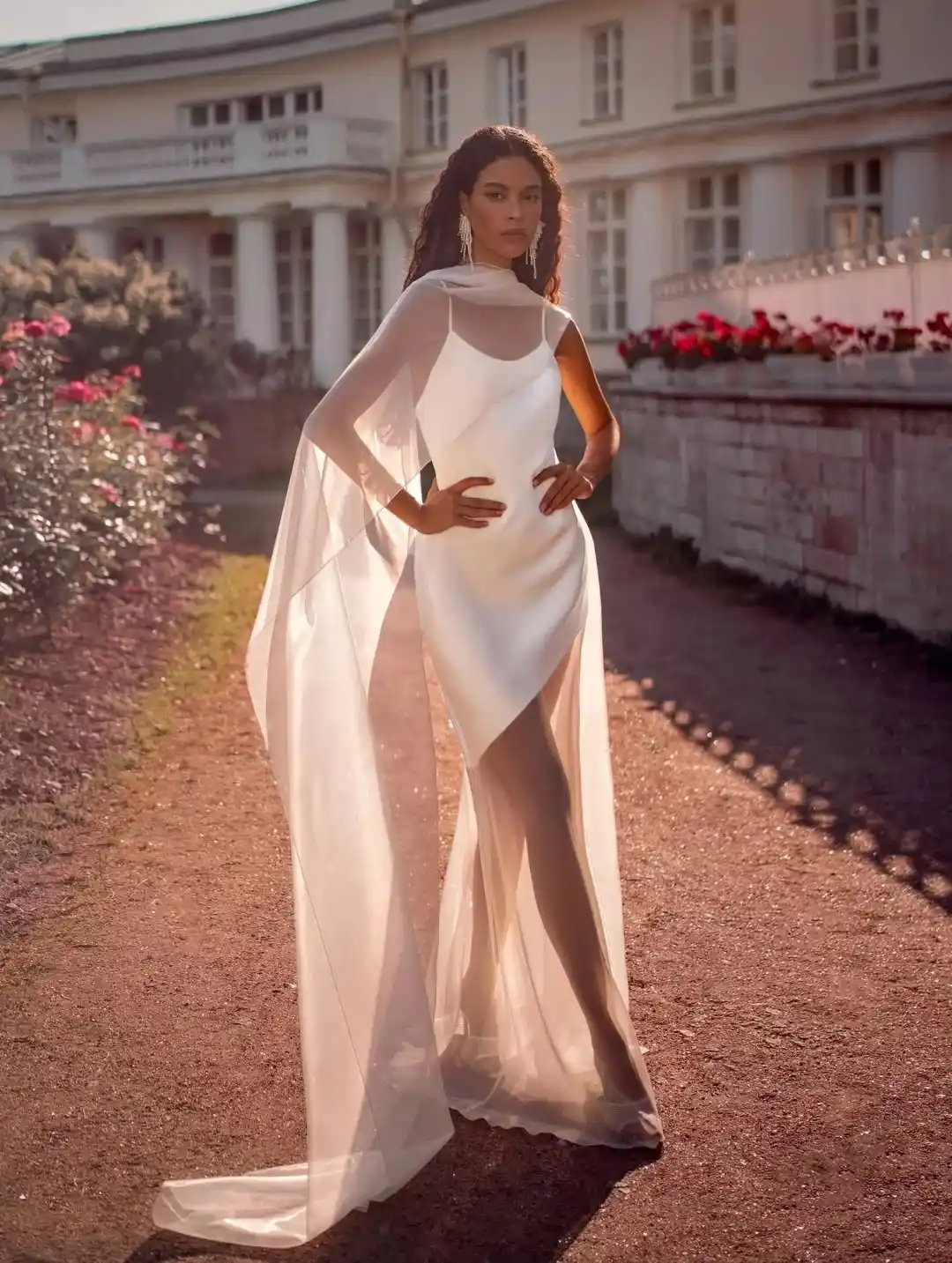 Slip Dress with Sheer Overlay
