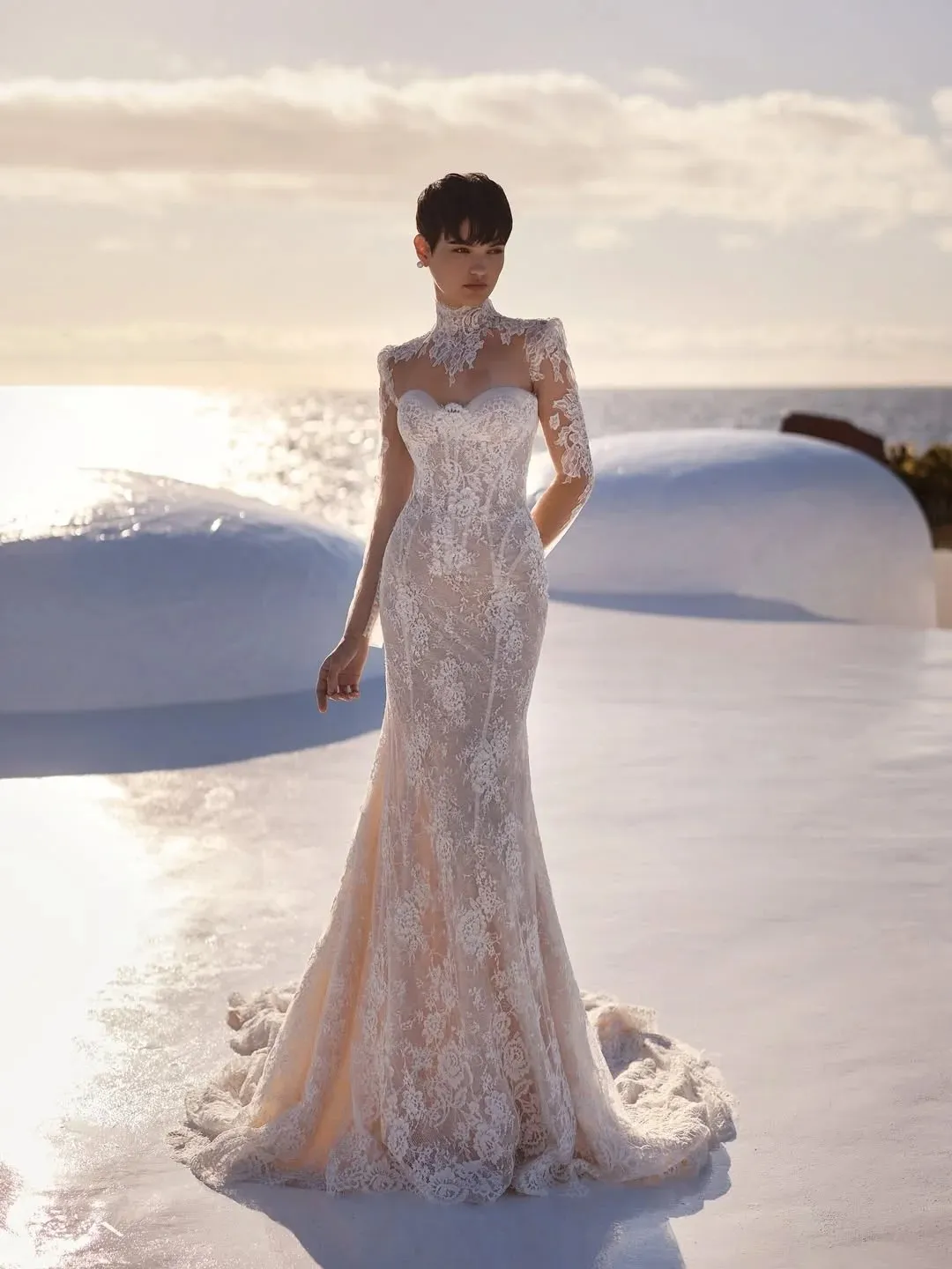 Illusion Sleeve Mermaid Dress