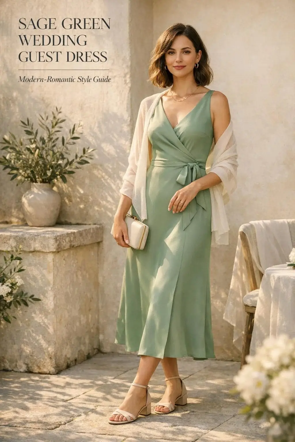 Sage Green Wrap Dress