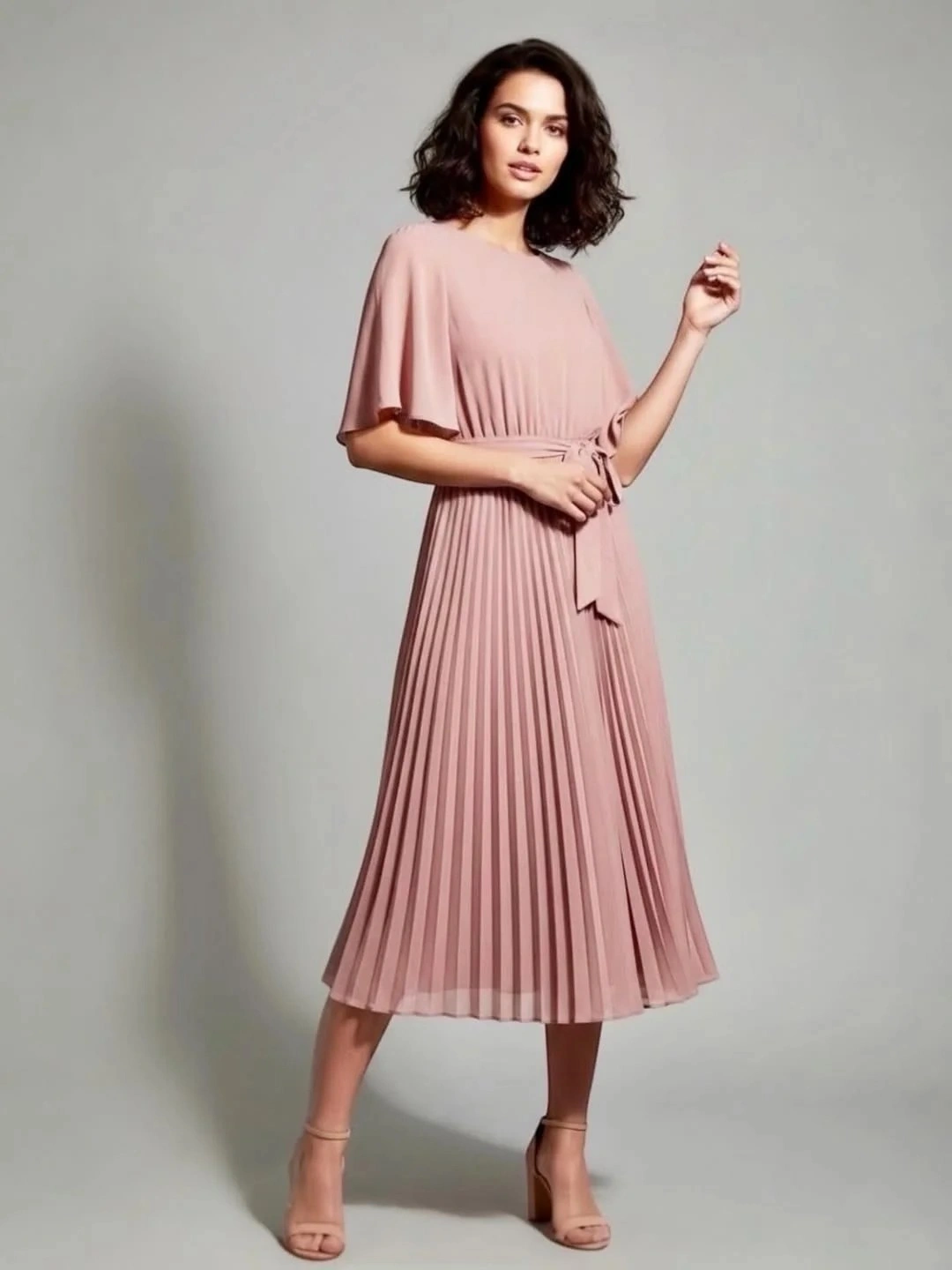Blush Pink Pleated Dress