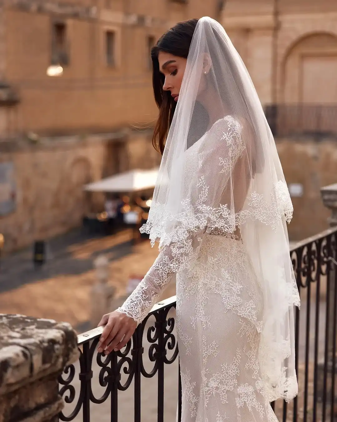 Long Sleeve Mermaid with Lace Veil