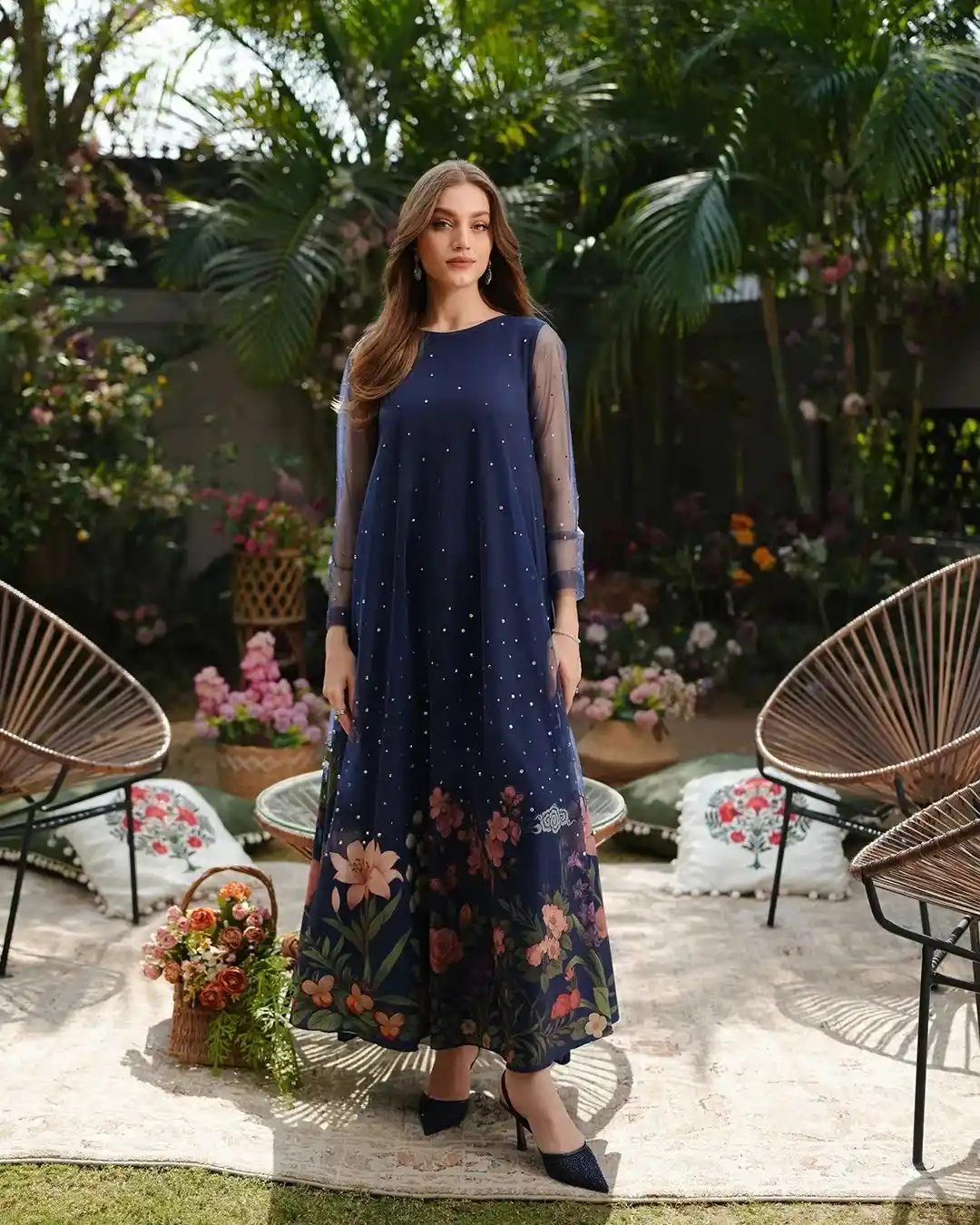 Navy Floral Maxi Dress