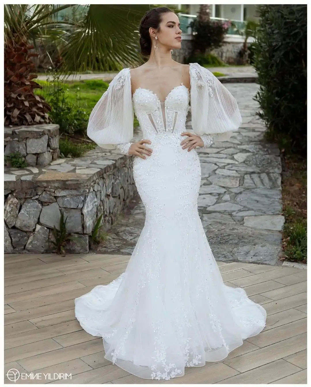 Mermaid Dress with Bell Sleeves