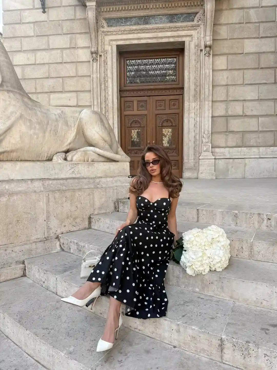 Tea-Length Polka Dot Dress