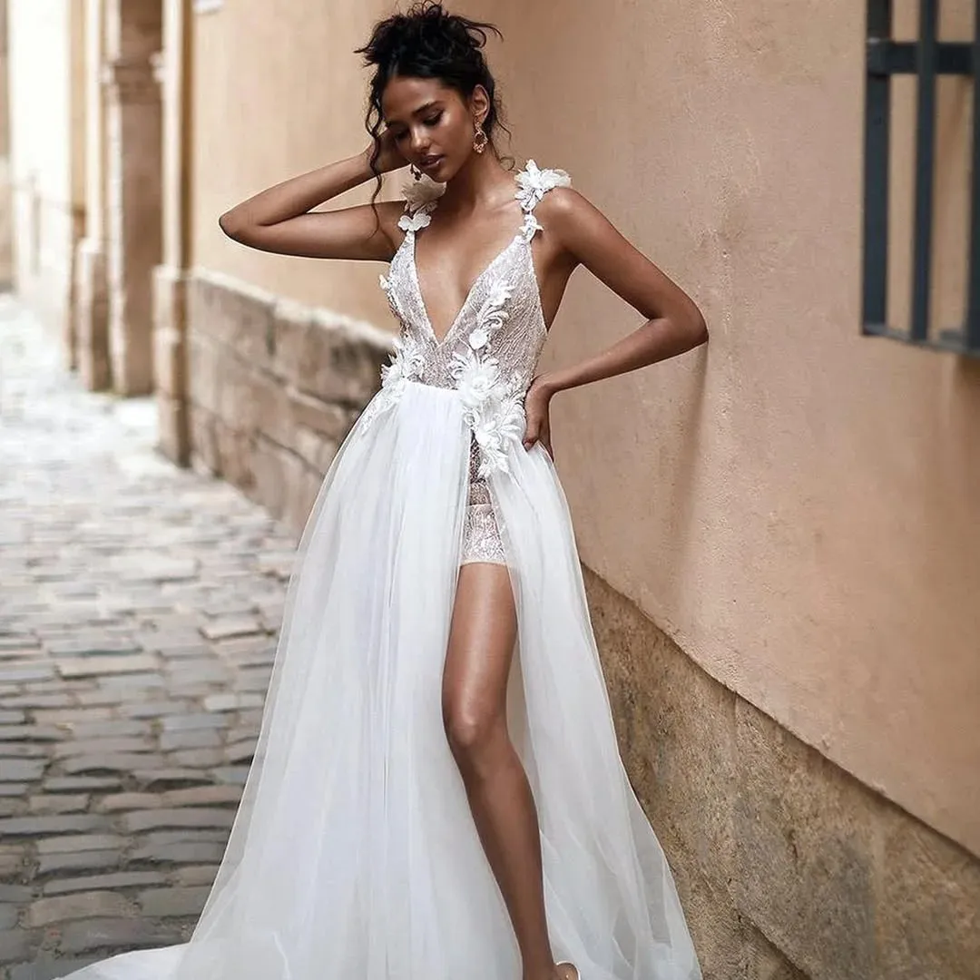Sheer Strap Mermaid Wedding Dress
