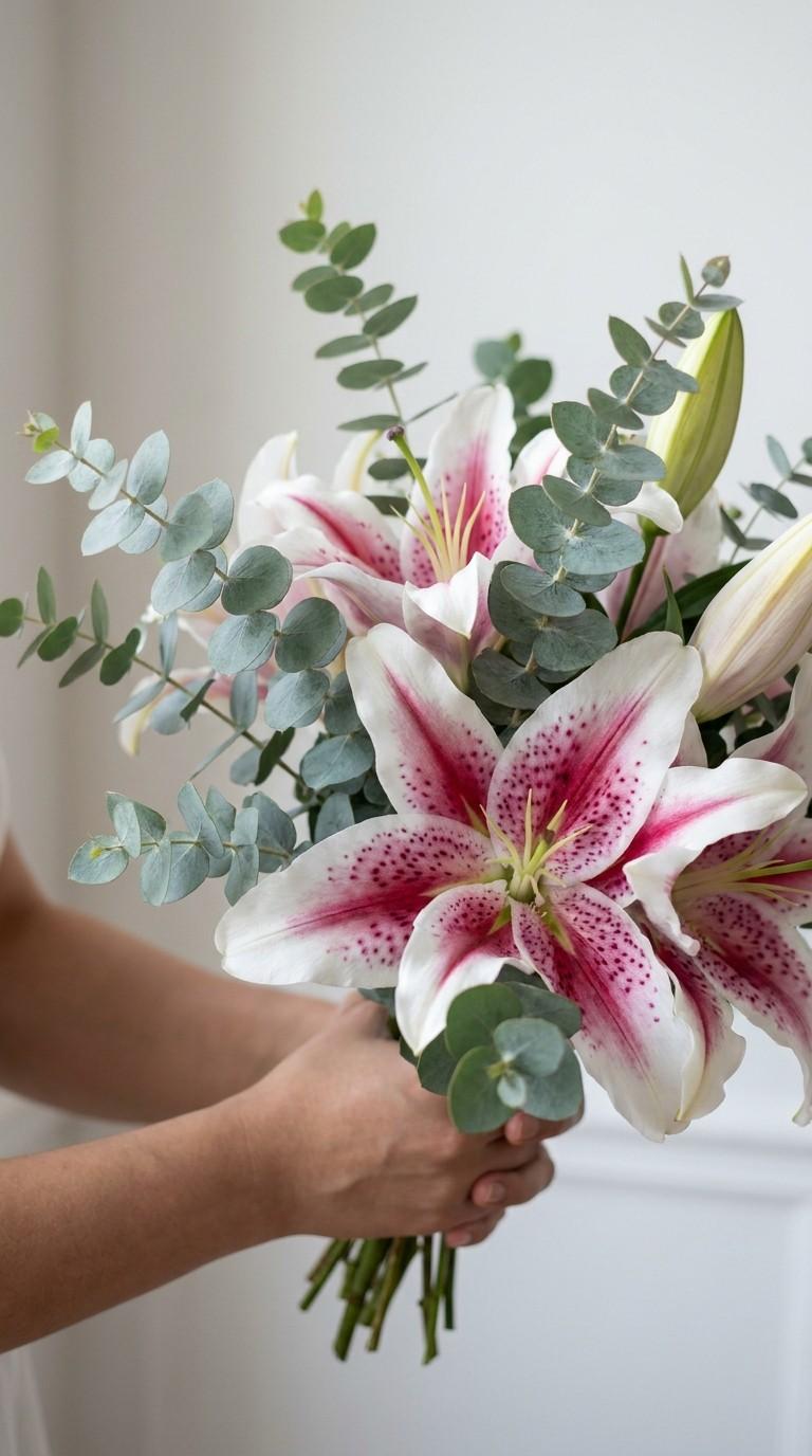 Lily and Eucalyptus Bouquet