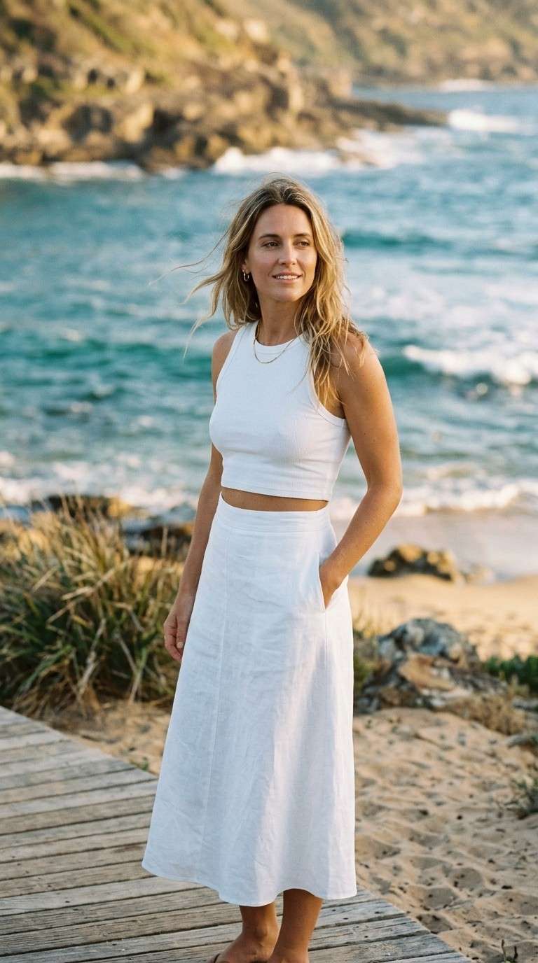 Two-Piece Crop Top and Skirt Set
